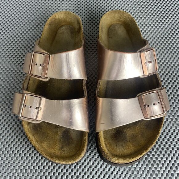 Birkenstock Arizona Sandals 37 L6 M4 Metallic Copper Buckle Made In Germany - Picture 1 of 15